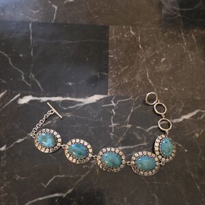 Elegant Silver and Blue Stone Bracelet